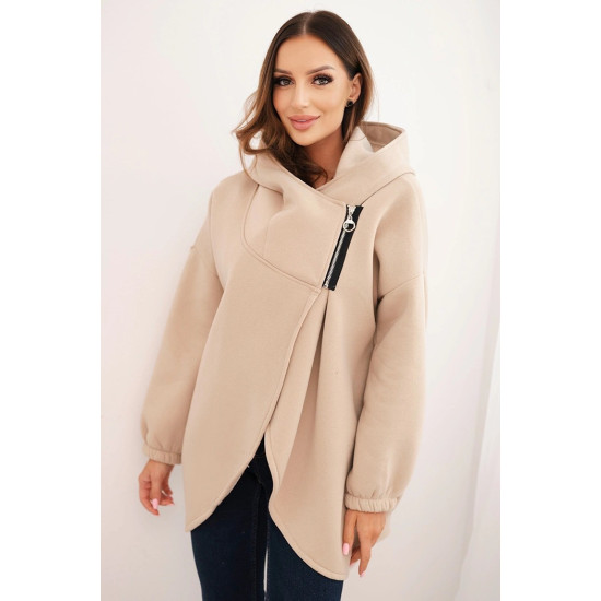 Moteriškas rusvas džemperis pašiltintas su gobtuvu Jonit Džemperiai su gobtuvu