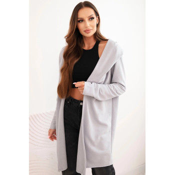 A women's light grey cardigan with a pattern, Alison