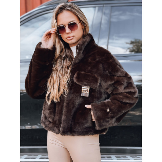 Moteriškas tamsiai rudas  trumpas kailinis paltas Ariel Moteriškos striukės