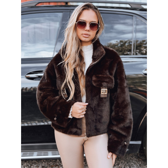 Moteriškas tamsiai rudas  trumpas kailinis paltas Ariel Moteriškos striukės