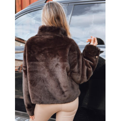 Moteriškas tamsiai rudas  trumpas kailinis paltas Ariel