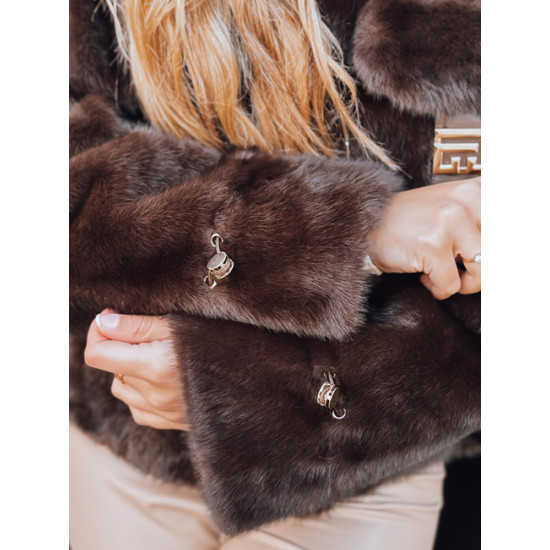 Moteriškas tamsiai rudas  trumpas kailinis paltas Ariel Moteriškos striukės