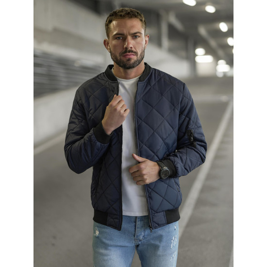 Tamsiai mėlyna vyriška striukė su gobtuvu Lator JS/8M986/215