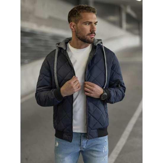 Tamsiai mėlyna vyriška striukė su gobtuvu Lator JS/8M986/215