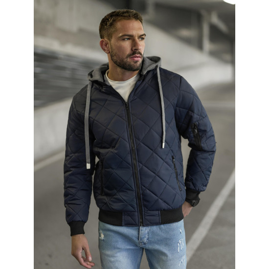 Tamsiai mėlyna vyriška striukė su gobtuvu Lator JS/8M986/215