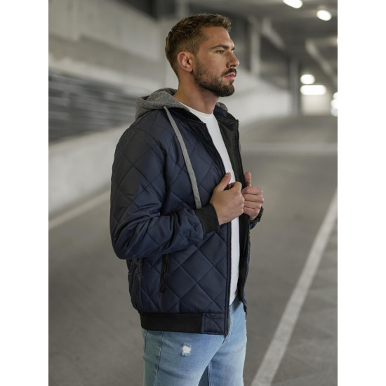 Tamsiai mėlyna vyriška striukė su gobtuvu Lator JS/8M986/215