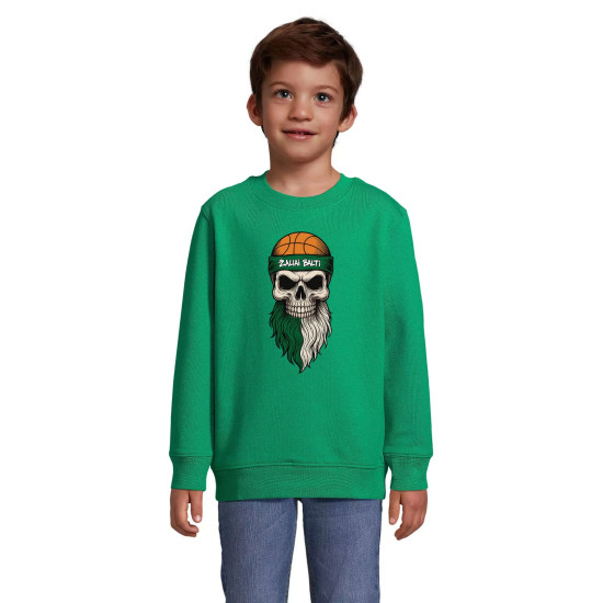 Vaikiškas žalias džemperis be gobtuvu Žaliai balti Krepšinis