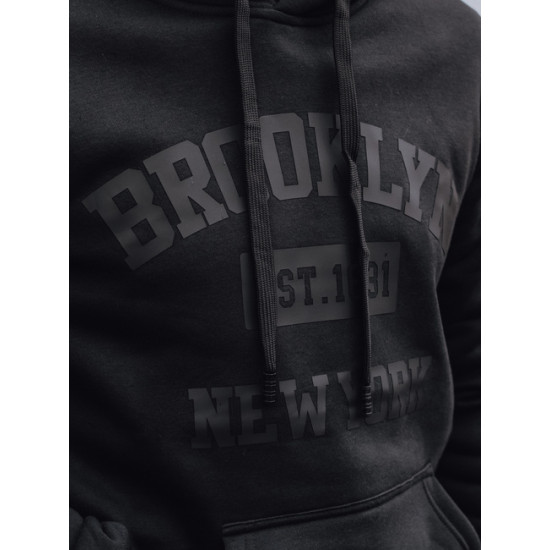Vyriškas juodas džemperis Brooklyn BX5916 - Džemperiai be gobtuvo Vyriškas juodas džemperis Brooklyn Džemperiai su užrašais