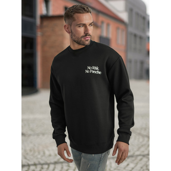 Vyriškas juodas džemperis be gobtuvu Risk Džemperiai su užrašais