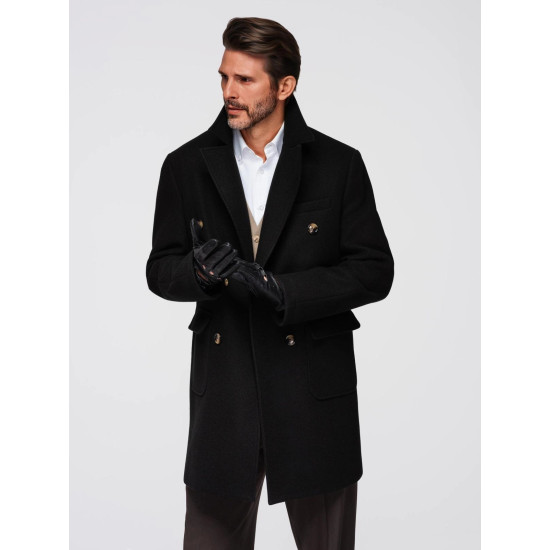 Vyriškas juodas paltas Elegant V4 OM-COWC-0120 - Vyriškos Striukės ir Paltai Vyriškas juodas paltas Elegant Paltai