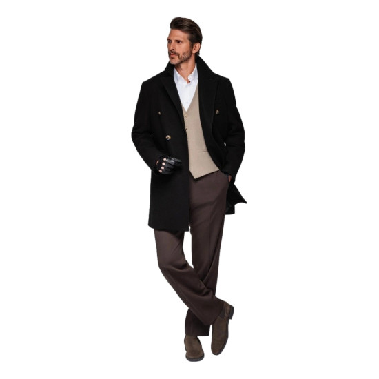 Vyriškas juodas paltas Elegant V4 OM-COWC-0120 - Vyriškos Striukės ir Paltai Vyriškas juodas paltas Elegant Paltai