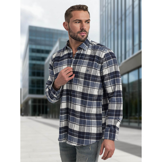 Vyriški tamsiai mėlyni languoti marškiniai Marino Marškiniai