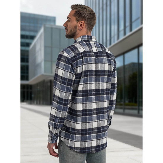 Vyriški tamsiai mėlyni languoti marškiniai Marino Marškiniai