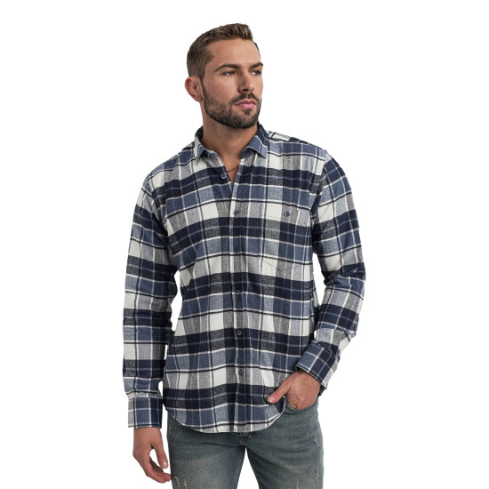 Vyriški tamsiai mėlyni languoti marškiniai Marino Marškiniai