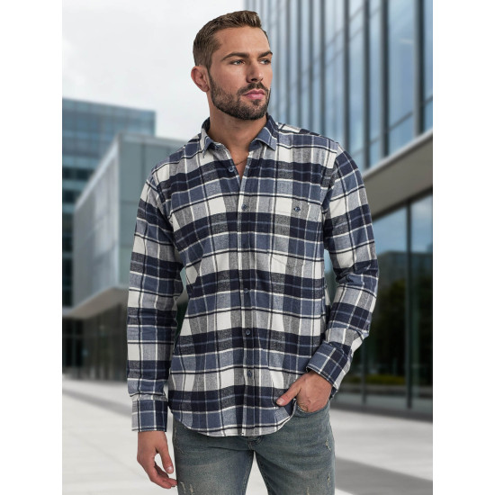 Vyriški tamsiai mėlyni languoti marškiniai Marino Marškiniai