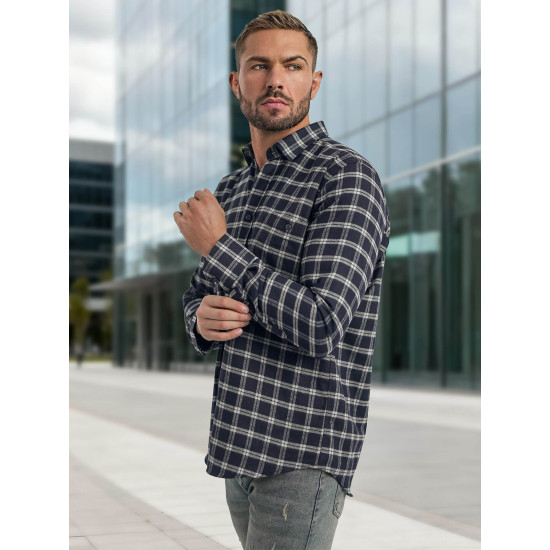 Vyriški tamsiai mėlyni languoti marškiniai Marino Marškiniai