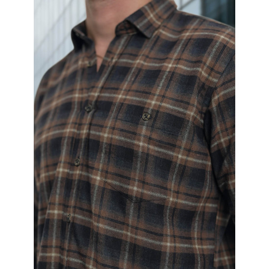 Vyriški tamsiai mėlyni-rudi languoti marškiniai Marino Marškiniai