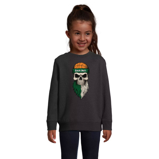 Vaikiškas juodas džemperis Žaliai balti Krepšinis