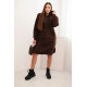 Moteriška pašiltinta tamsiai ruda suknelė su gobtuvu Leagve Ilgos suknelės