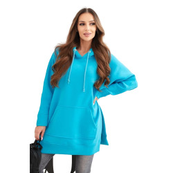 Moteriškas turkio spalvos džemperis su gobtuvu Wine 