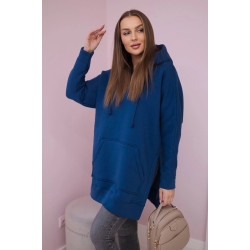 Moteriškas mėlynas džemperis su gobtuvu Wine 
