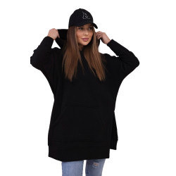 Moteriškas juodas džemperis su gobtuvu Wine 