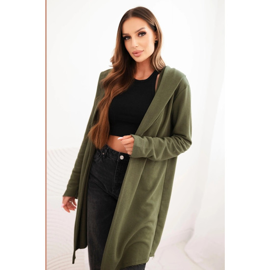 Moteriškas chaki megztinis su gobtuvu Alison Moteriški megztiniai