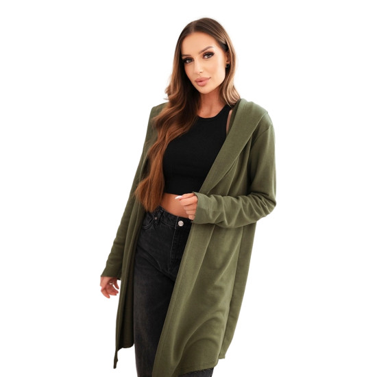 Moteriškas chaki megztinis su gobtuvu Alison Moteriški megztiniai