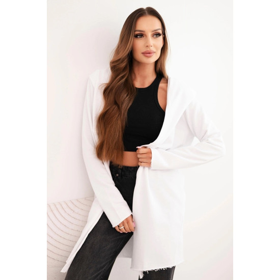 Moteriškas baltas megztinis su gobtuvu Alison Moteriški megztiniai