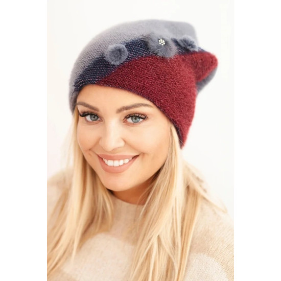 Moteriška pilkos spalvos kepurė Rose Piršinės, šalikai, kepurės ir kt.