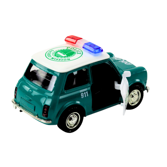 Klasikinis žalias policijos automobilis Tarnybiniai automobiliai