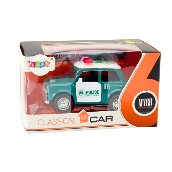 Klasikinis žalias policijos automobilis Tarnybiniai automobiliai