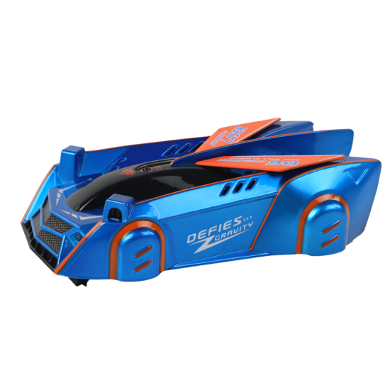 Sports car driving on the walls and ceiling with a blue laser Radijo bangomis valdomi žaislai