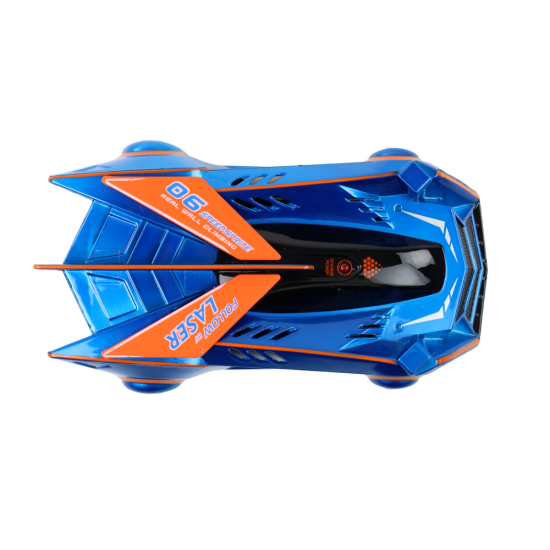 Sports car driving on the walls and ceiling with a blue laser Radijo bangomis valdomi žaislai