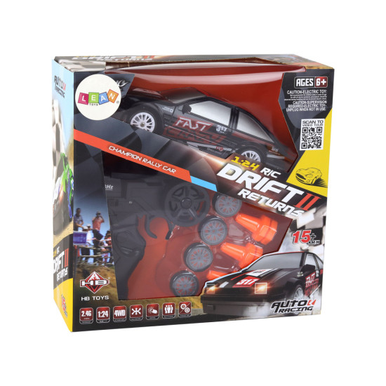 Nuotoliniu būdu valdomas sportinis automobilis R/C 1:24 Juodi keičiami ratai 17183 - Žaislai Nuotoliniu būdu valdomas sportinis automobilis R/C 1:24 Juodi keičiami ratai Radijo bangomis valdomi žaislai