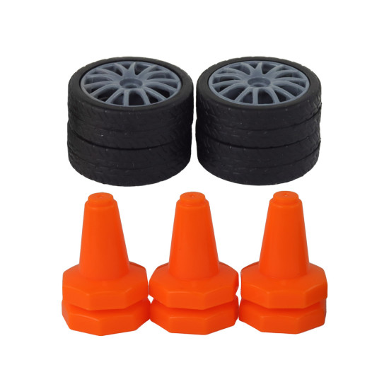 Nuotoliniu būdu valdomas sportinis automobilis R/C 1:24 pilkos spalvos keičiamais ratais Radijo bangomis valdomi žaislai