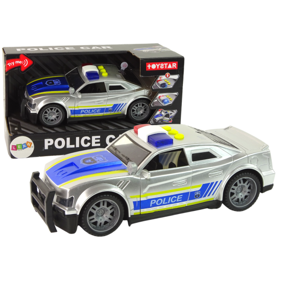 Pilkas policijos automobilis su šviesos ir garso efektais 15467 - Žaisliniai automobiliai Pilkas policijos automobilis su šviesos ir garso efektais Tarnybiniai automobiliai