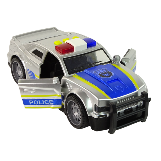 Pilkas policijos automobilis su šviesos ir garso efektais 15467 - Žaisliniai automobiliai Pilkas policijos automobilis su šviesos ir garso efektais Tarnybiniai automobiliai