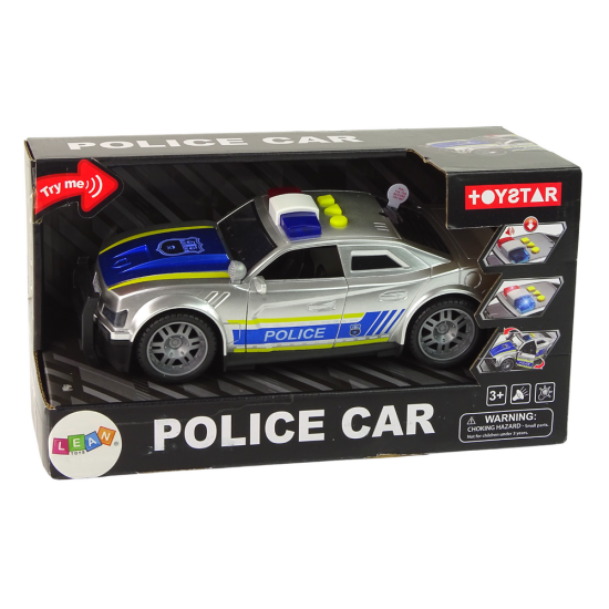 Pilkas policijos automobilis su šviesos ir garso efektais 15467 - Žaisliniai automobiliai Pilkas policijos automobilis su šviesos ir garso efektais Tarnybiniai automobiliai