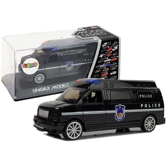 Juodas policijos automobilis su garso ir šviesos efektais Tarnybiniai automobiliai