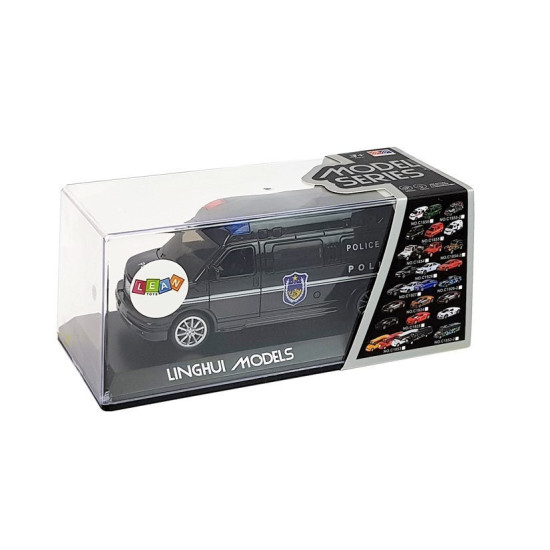 Juodas policijos automobilis su garso ir šviesos efektais Tarnybiniai automobiliai