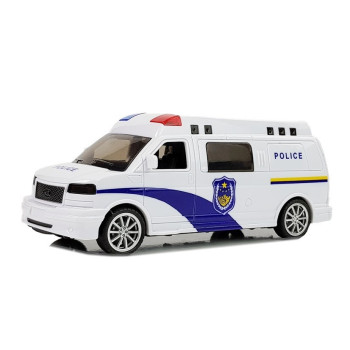 Белый полицейский автомобиль со световыми и звуковыми эффектами