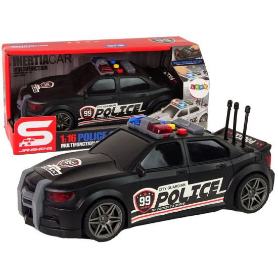 Juodas sportinis policijos automobilis Tarnybiniai automobiliai