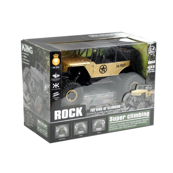 Nuotoliniu būdu valdomas džipas R/C 1:18 Auksinis Radijo bangomis valdomi žaislai
