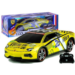Nuotoliniu būdu valdomas sportinis automobilis R/C geltonas