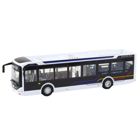 Baltas miesto autobusas su garso ir šviesos efektu Autobusai