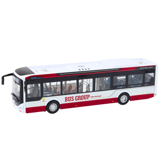 Raudonas miesto autobusas su garso ir šviesos efektu Autobusai