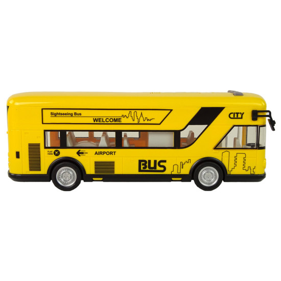 Keltainen bussi, jossa on ääni- ja valoefekti Bussit