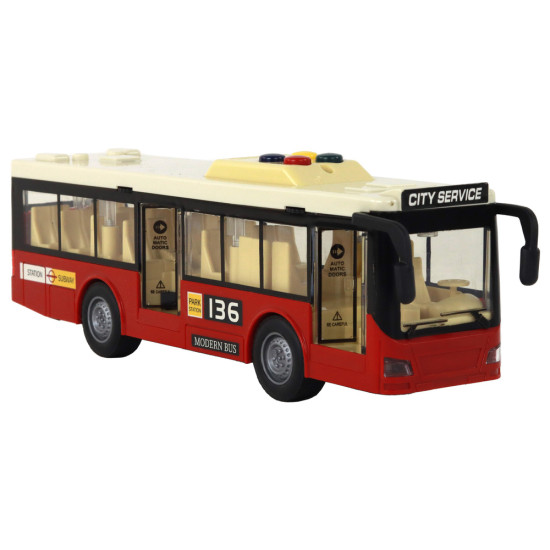 Raudonas autobusas su šviesų ir garso efektais Autobusai