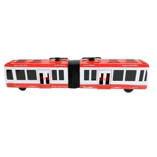 Czerwony autobus przegubowy z napędem ciernym Autobusy